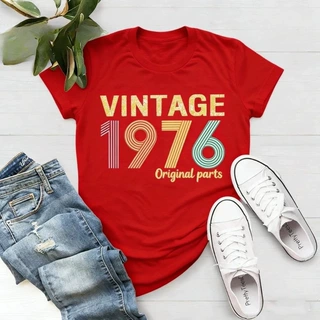 独立站欧码原创部分1976复古短袖诞生于女性49岁生日礼物中性印花