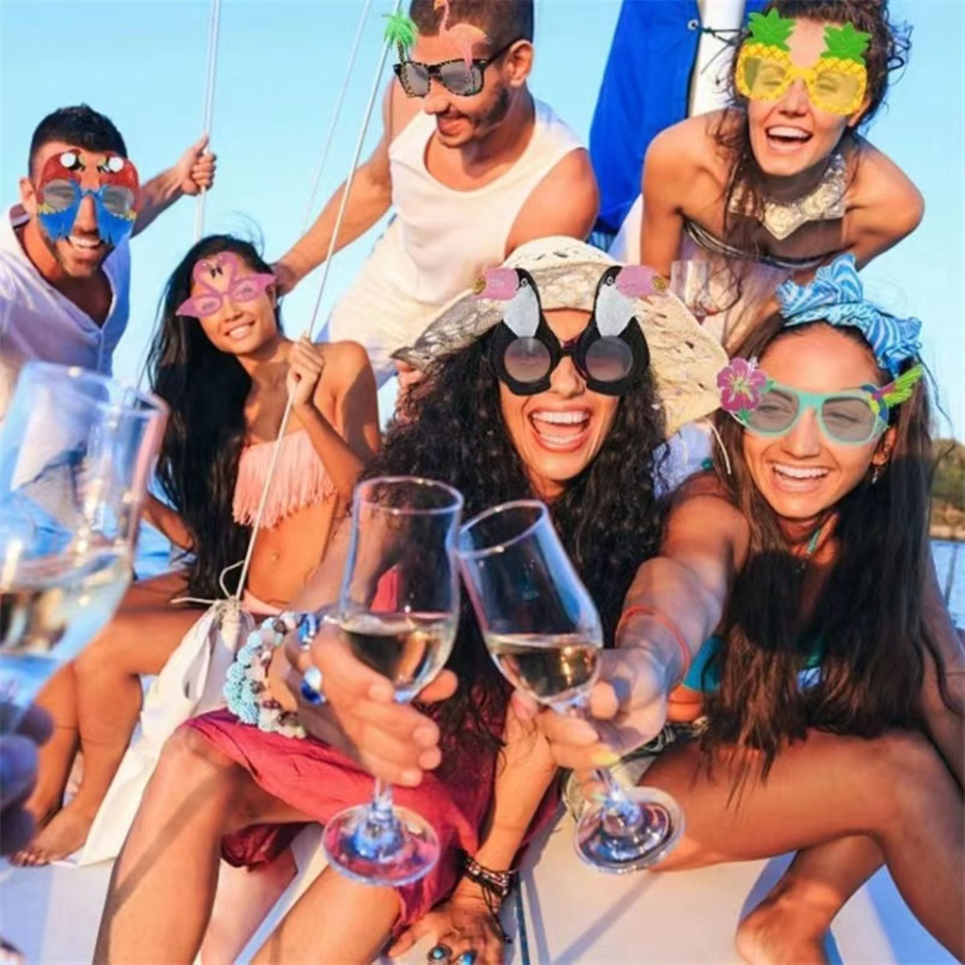 Gafas de vidrio de vino de verano Estilo Hawaiano fiesta playa Copa bola gafas fiesta forma divertida