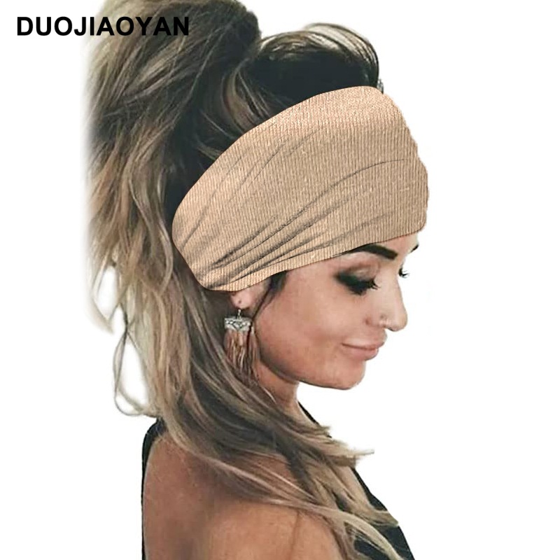 Elastic Macaron Sports Headband For Women Solid Colour Fabric_voghion.com