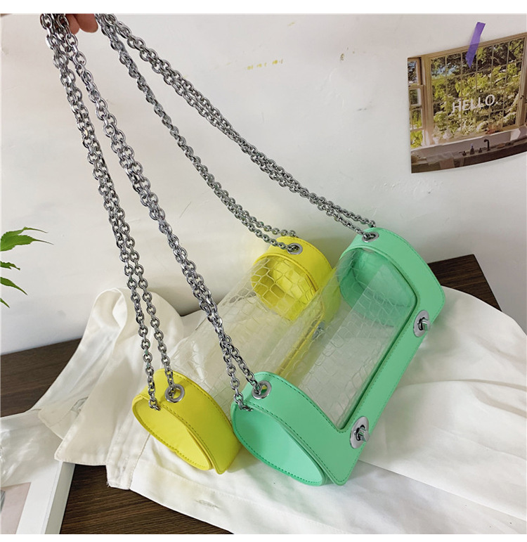 New Korean Cylinder Transparent Chain Messenger Bag display picture 6