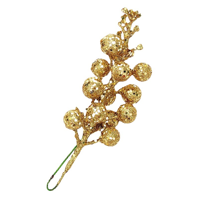 Decoración para Árbol de Navidad, Frutas, Arreglo Navideño, Accesorios de Ratán, Polvo Dorado, Ramas de Cerezo Artificiales, Flores Secas al por Mayor