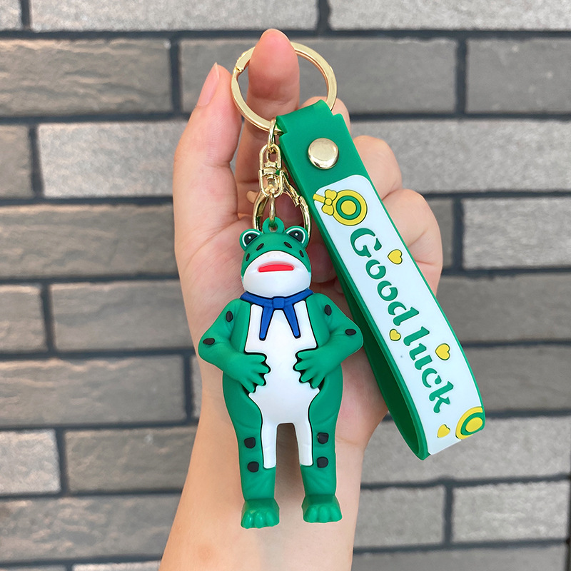 Internet celebridad Rana llavero lindo bufanda Rana muñeca de silicona coche llavero bolsa colgante pequeño regalo