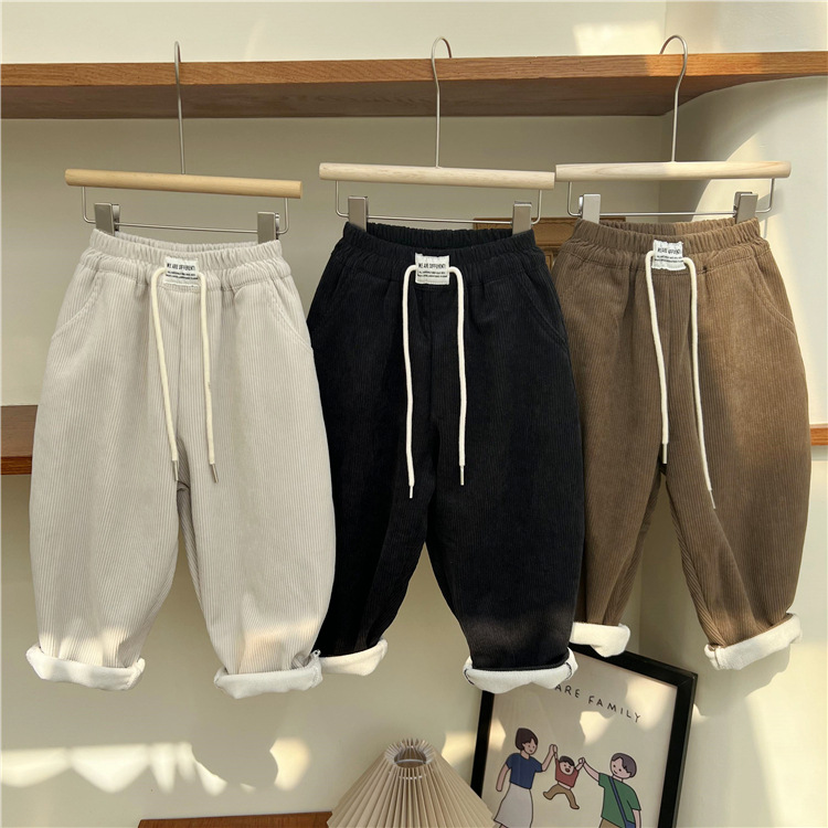 Bambini inverno un pezzo velluto a coste per ragazzi e ragazze coreani tinta unita etichetta lungo con velluto a righe dritto_voghion.com