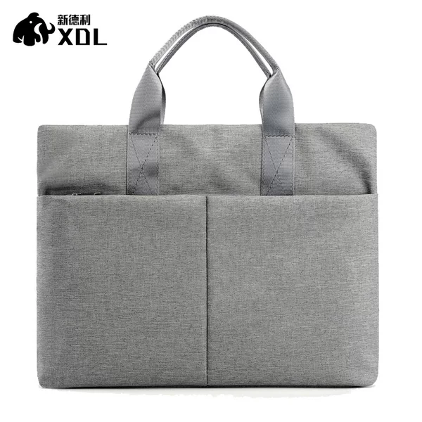 Document Bag Satchel Business Briefcase A4 Multi-Compartment Zipper Large Capacity Men's and Women's Conference Bag Logo