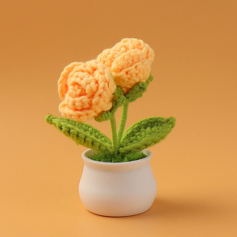 完成品クロスボーダーニットウールひまわり鉢植え造花研究デスクトップ装飾品卒業子供の日の小さなギフト|undefined