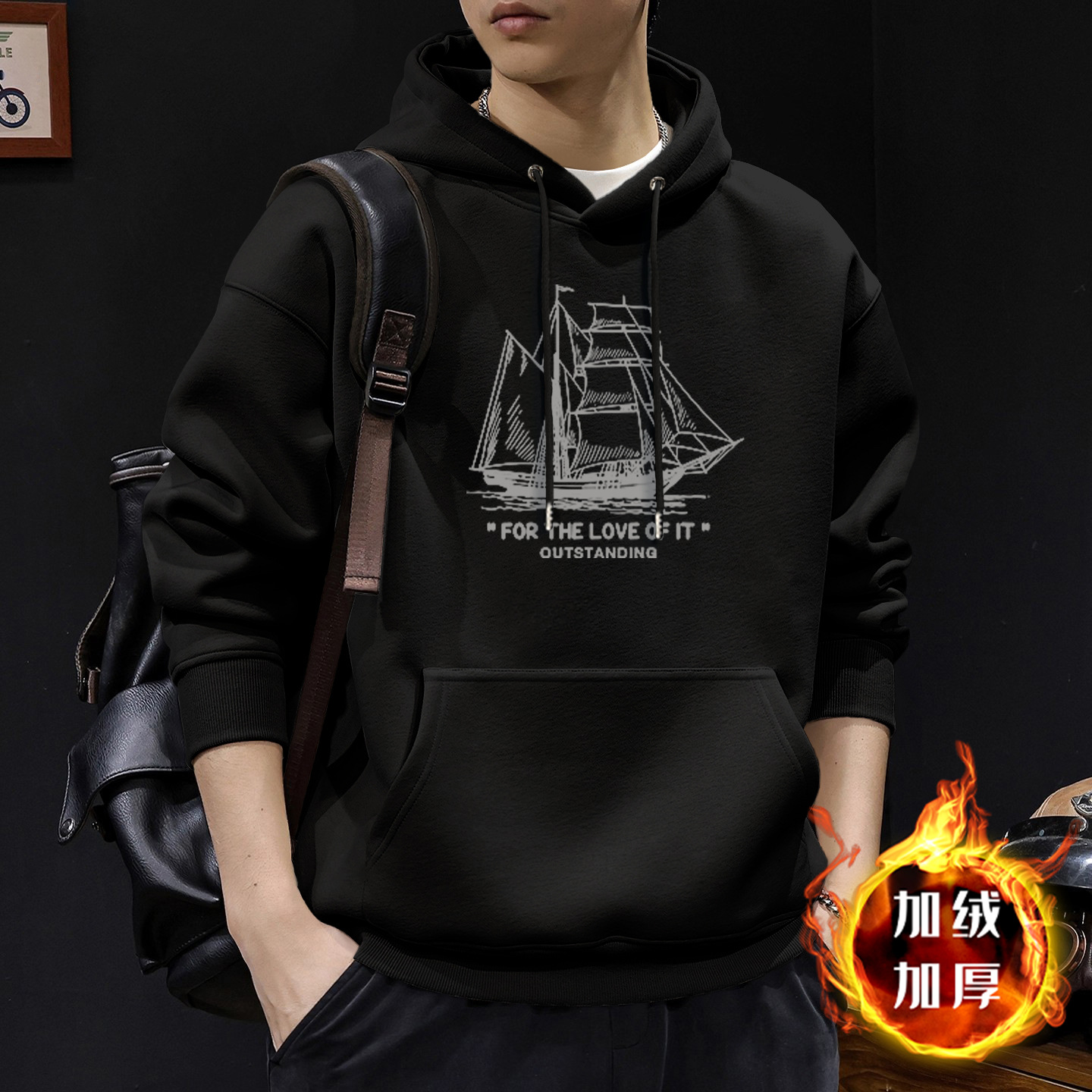American otoño invierno estilo vintage chaqueta de hombre ropa de moda suelta encapuchada in-mode chaqueta pesada para hombres
