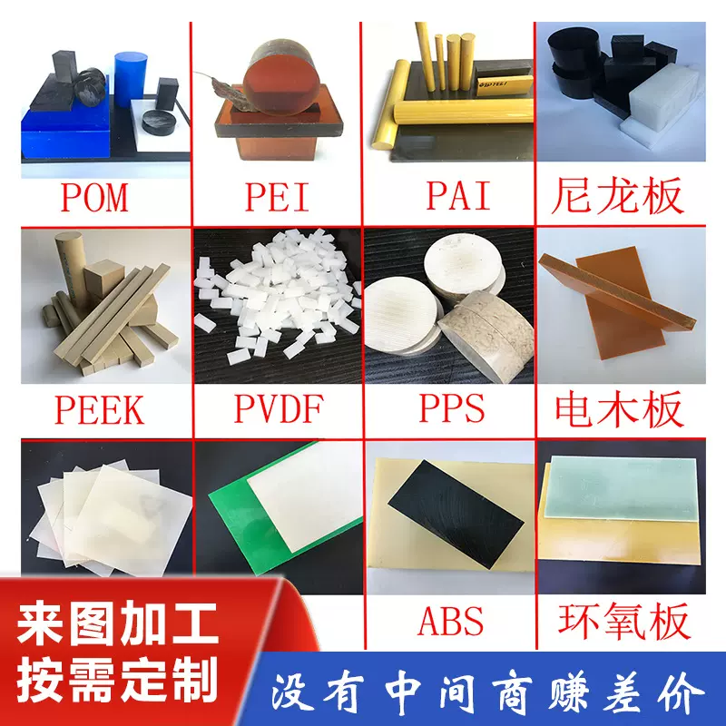 铁氟龙聚四氟乙烯MC尼龙板棒加工加纤pa66白色PP塑料板裁切加工厂
