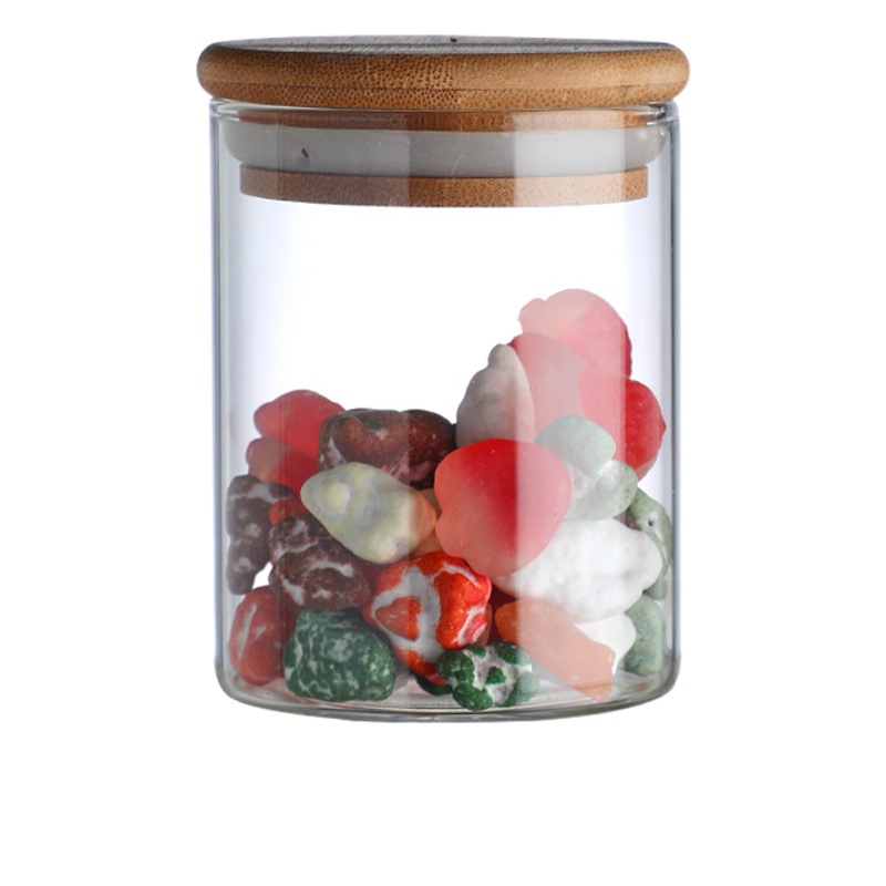 65 diámetro 10 piezas de pequeña capacidad botella de almacenamiento de vidrio de borosilicato a prueba de humedad té snack encurtidos condimento tarro de almacenamiento