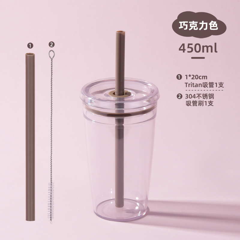 2025 新しいクロスボーダー 450 ミリリットル単層 Tritan ストローカップミルクティーカップコーヒーカップマルチカラーキャンディストローカップ|undefined
