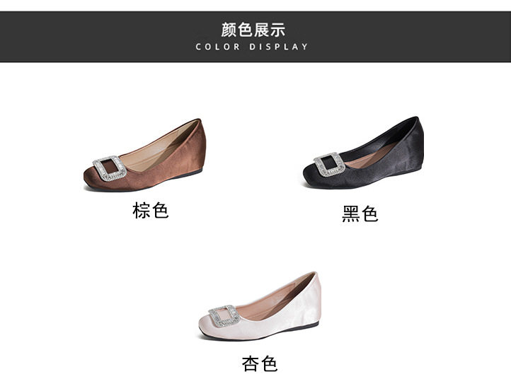 Giày bệt nữ mũi vuông khóa vuông cổ thấp chất liệu da lộn, phong cách công sở dễ phối đồ — Màu hồng, Màu nâu cà phê, màu đen chi tiết 4