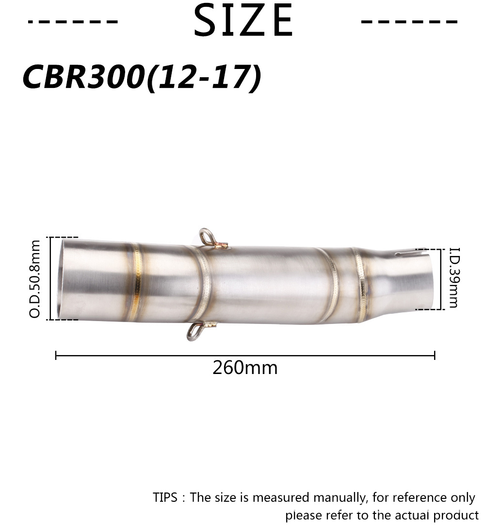 Motorcycle Modified Cbr300 Cbr500 500X Series Exhaust Pipe Modified Stainless Steel Middle Section Carbon Fiber Tail Section