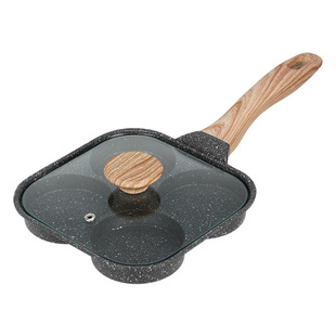 Glass cover four-hole frying pan maifan Stone non-stick mini visualization cooking breakfast with lid omelette artifact