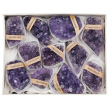 优质A级巴西天然紫水晶晶簇原石本色裸石紫晶块矿标礼盒装厂家