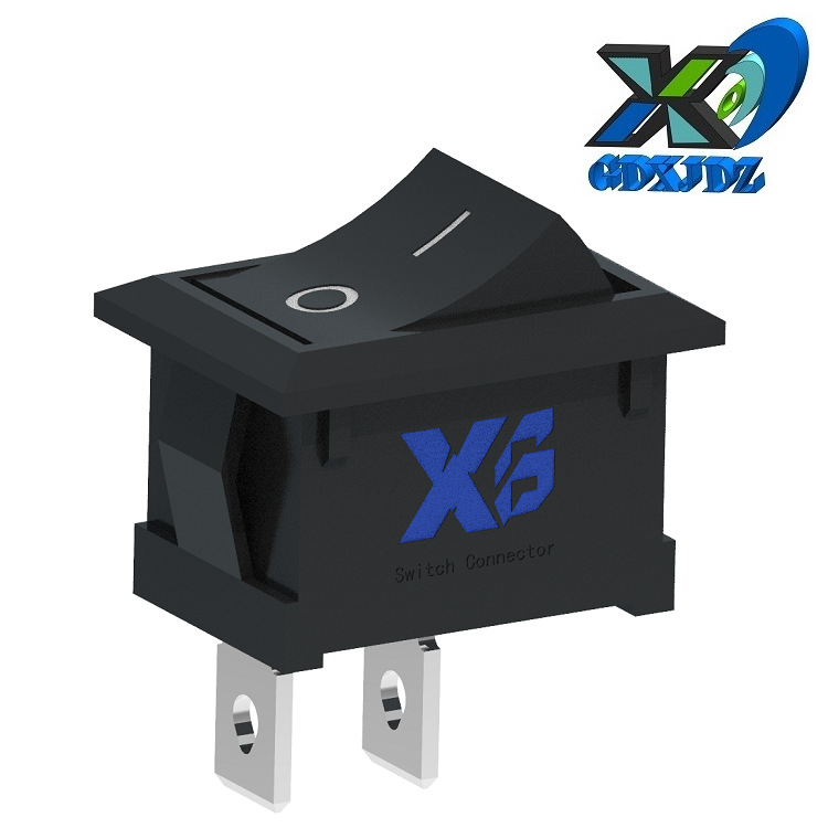 斜边大电流翘板开关2脚 船型开关6A125V 大电流电源开关两脚15*21