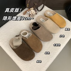 3cm本革ベーケン靴女性秋冬新作森系レトロ丑萌スリッパ一足カジュアルソフト底包頭引き