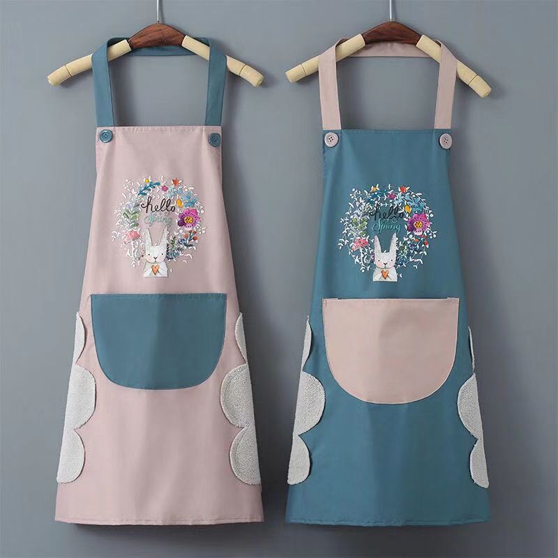 Cross-Border Home Kitchen Waterproof and Oil-Proof Apron, Coffee Shop Special Work Clothes, Hand-Wipeable Apron with Customized Logo