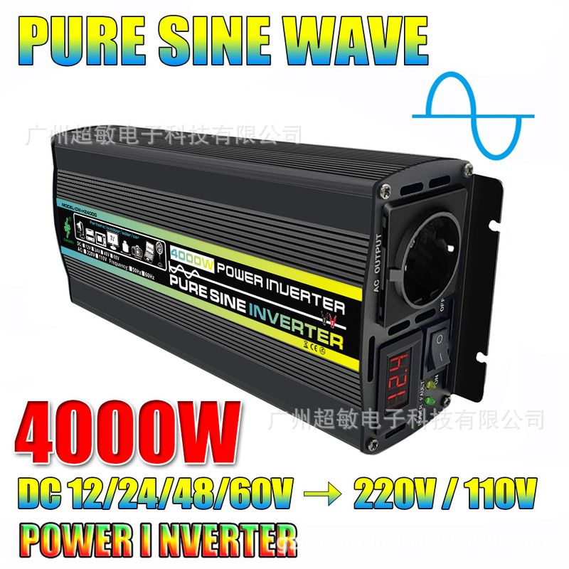 Pure WaVe InVerter 12V to 220V800w/4000w Power ConVerter with LED Smart Voltage Display