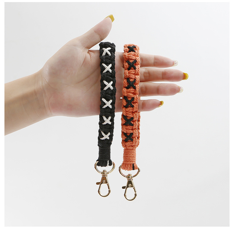 Cross-border bohemian style hand-woven keychain European and American punk style Halloween wrist key lanyard accessories