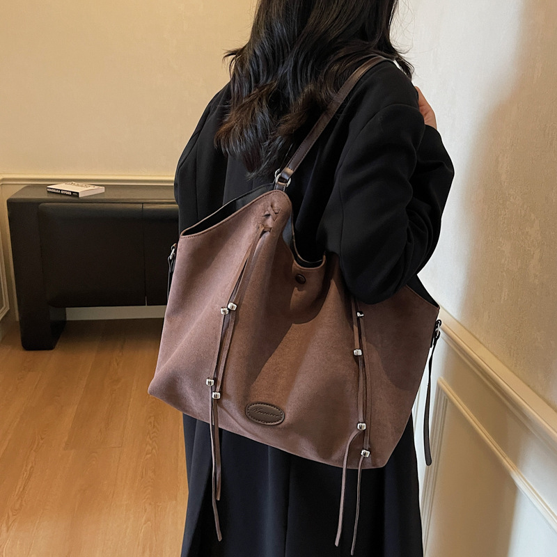 跨境超大容量托特包韩系磨砂软皮包包女通勤百搭高级感腋下单肩包|undefined