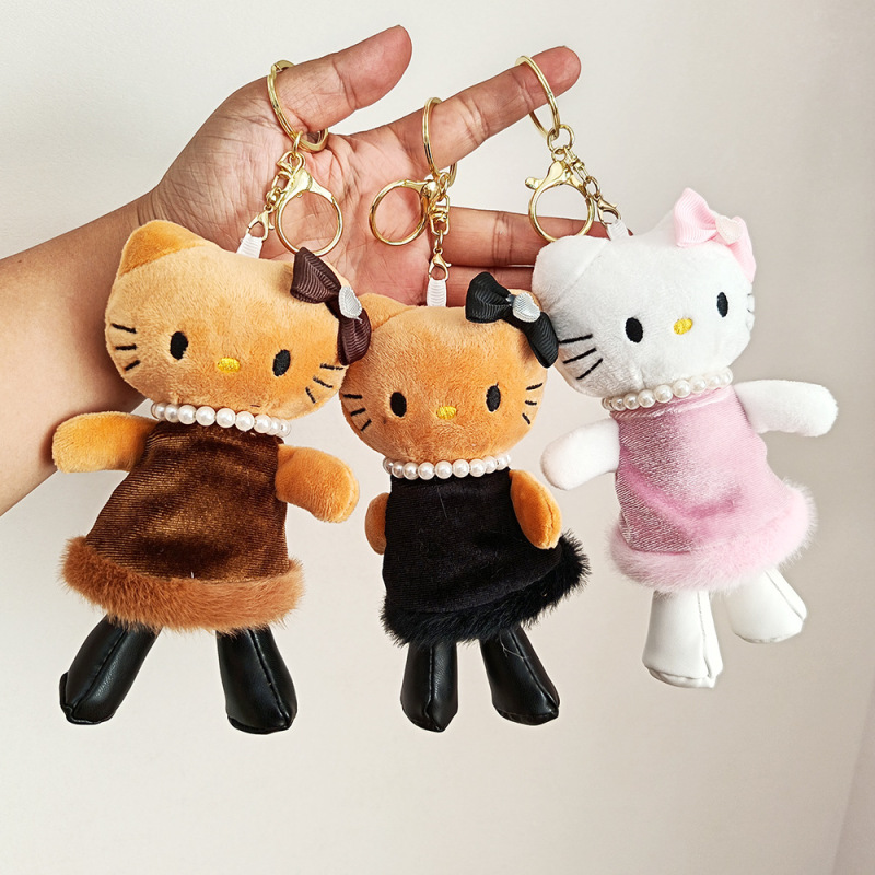 黑皮长腿贵妇珍珠爱心扣hellokitty包包挂件毛绒公仔玩偶挂饰LW|undefined