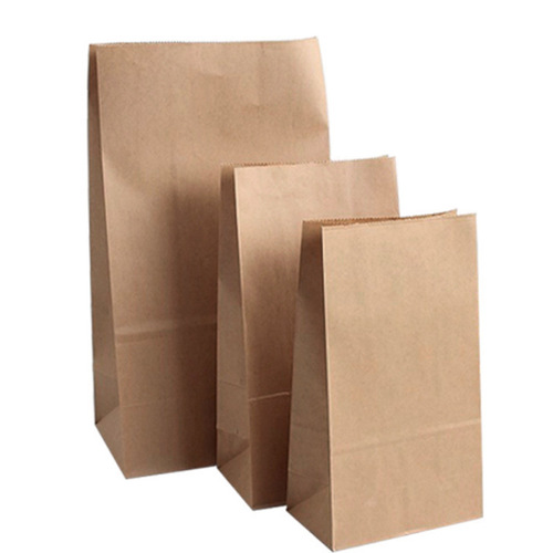 Square bottom bag gift oil-proof takeaway packaging bag chestnut bread baked food packaging bag kraft paper bag
