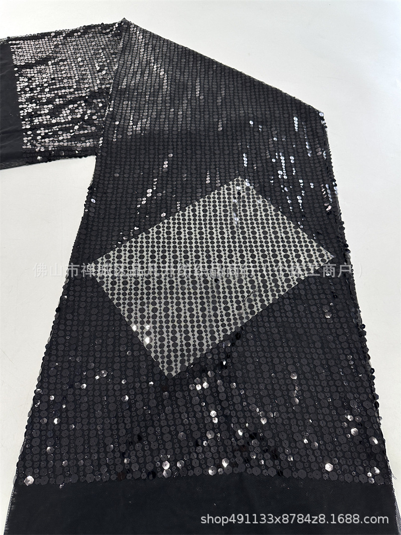 Ventas calientes de tamaño de diafragma de perlas de tela de tubo de diafragma hexagonal completo vestido de noche vestido de rendimiento tela de malla elástica