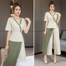 美容师工作服女高端美容院spa养生馆足疗足浴头疗技师工服套装夏