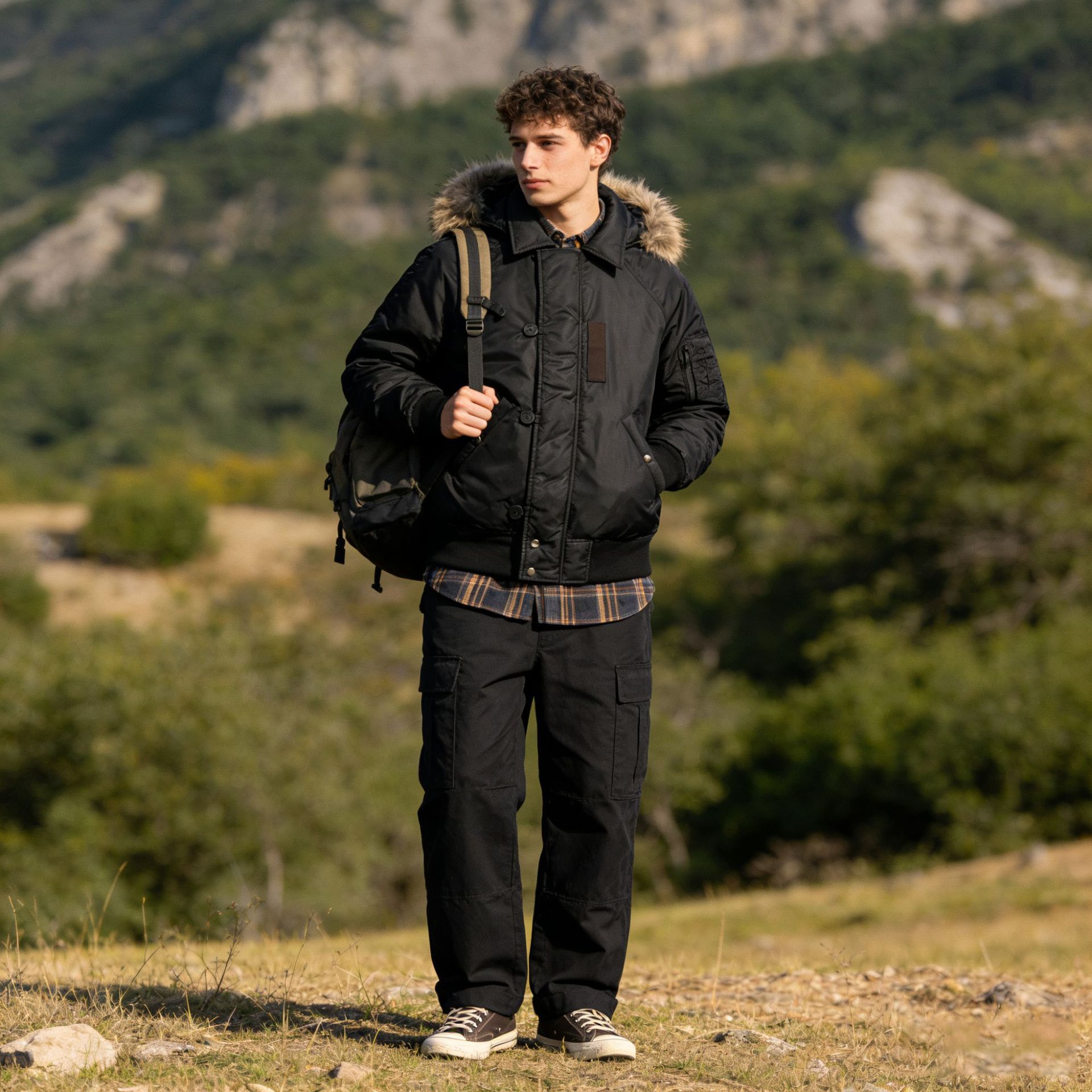 OKONKWO invierno N-2B ropa de invierno impermeable N2B chaqueta de vuelo de algodón acolchado con capucha abrigo sombrero desmontable
