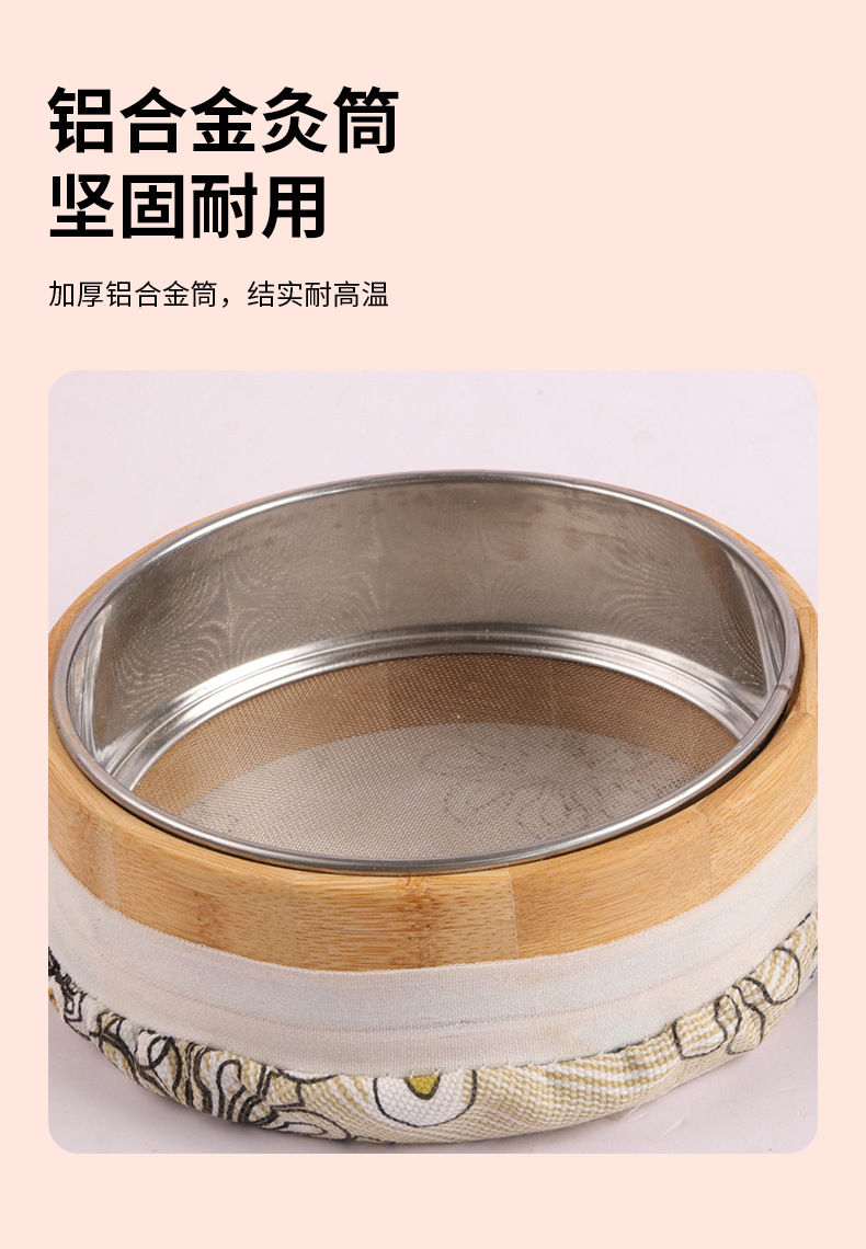 Bamboo Moxibustion Box Ge Jiu Bao with Lid and 500g Moxa Wool for Home Du Mai and Navel Warming Therapy quality and texture