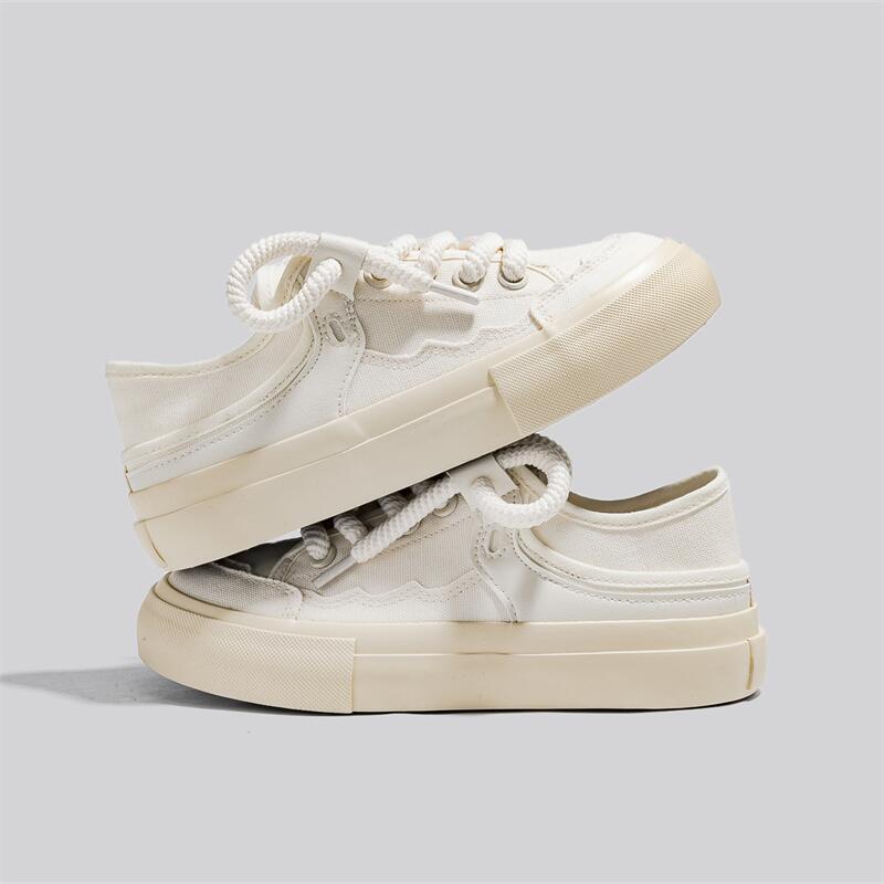 Yuanbo 2023 primavera y verano nuevos zapatos de lona transpirables mujeres estudiantes rosa rojo paso-en dos vías zapatos blancos femeninos top bajo