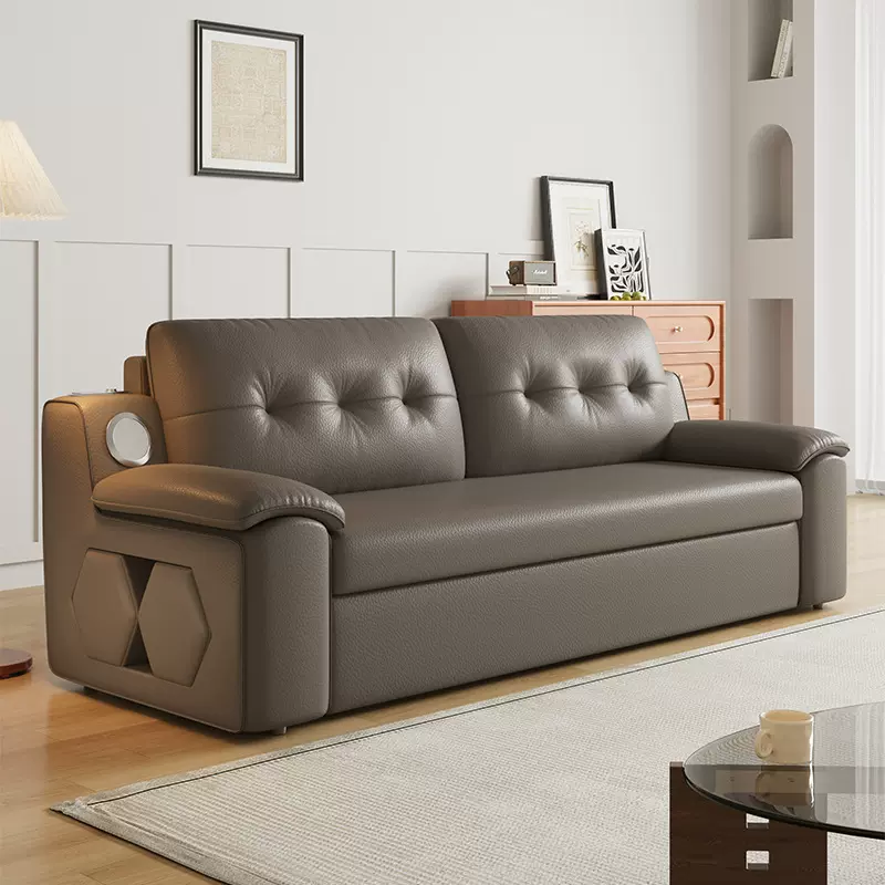 沙发床坐卧一体两用纳帕真皮客厅小户型奶油风可折叠伸缩2025新款
