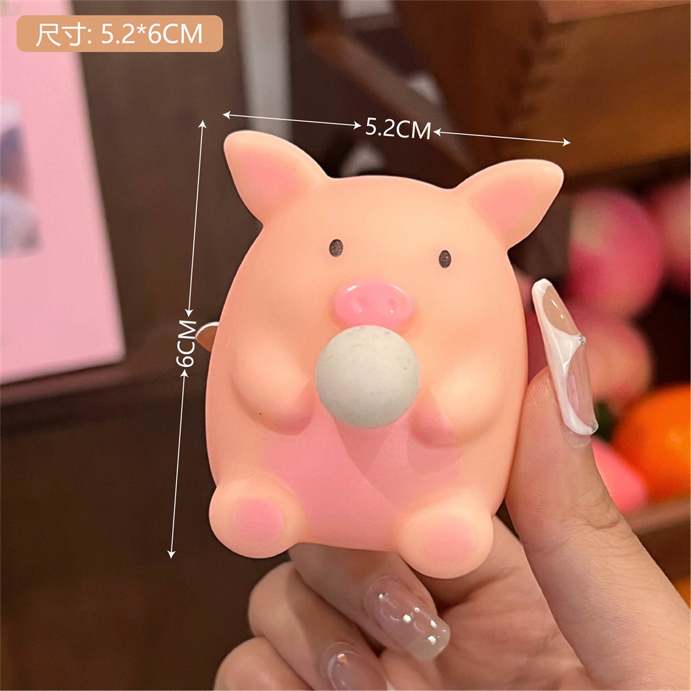 Creativo escupir burbujas lindas mascotas pellizcar música juguetes de descompresión lindo cerdito adornos de escritorio descompresión muñecas de goma suave al por mayor