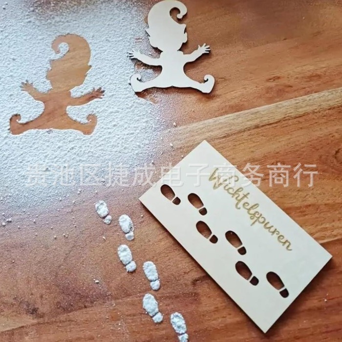 跨境新品侏儒模板足迹圣诞侏儒精灵激光切割木质工艺品家居摆挂件|undefined