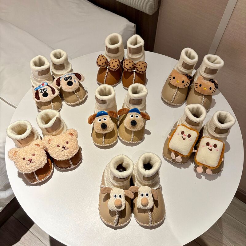 桑坡婴儿棉鞋羊皮毛一体步前鞋袜ins卡通男女宝宝软底毛毛鞋秋冬|undefined