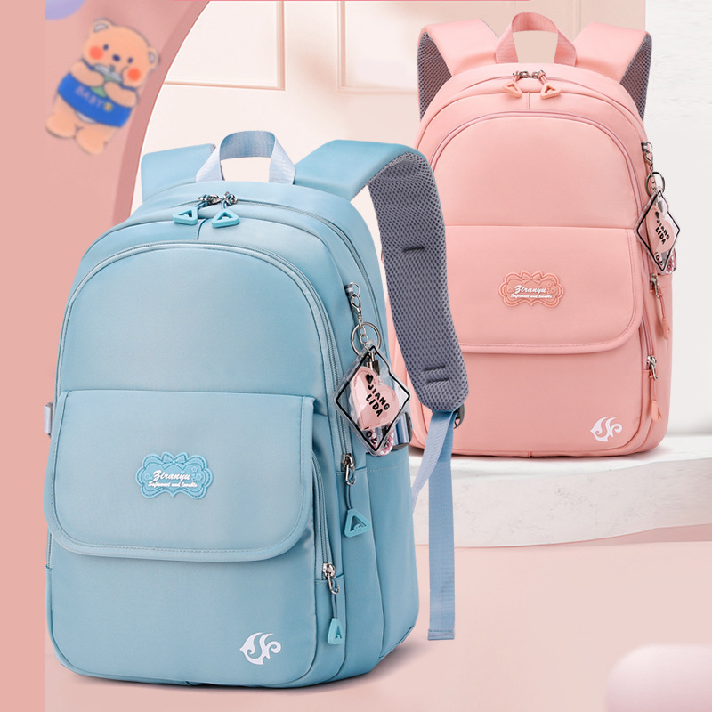 Natural Fish nueva mochila para estudiantes de escuela primaria 3-6 grado de Gran capacidad de protección ligera de la columna vertebral impermeable de una sola pieza de entrega