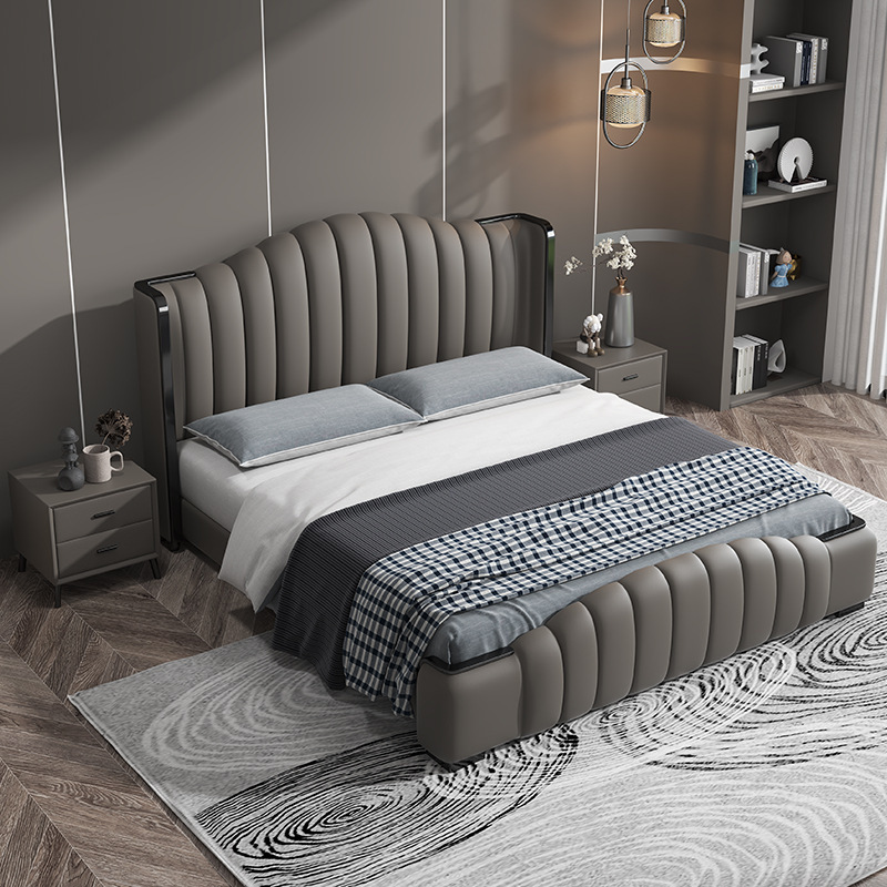 Italian luxury soft bed bedroom 1.8 meters king size bed technology cloth bed 1.5 meters master bedroom leather bed 