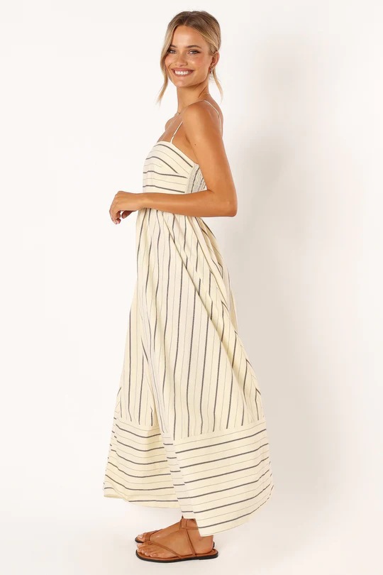 Women's Striped Sling Backless Dress Fresh Style Swing Model Spring Summer_ecoleips.com