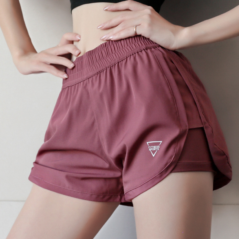 Summer Fake Two-Piece Yoga Three-Piece Pants Quick-drying Sports Shorts Women's Casual Loose Breathable Running Fitness Anti-light