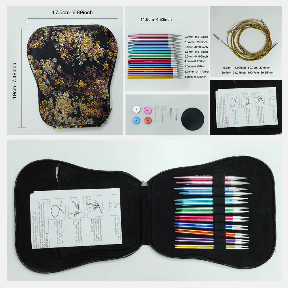 Herramientas de trenzado transfronterizas de alúmina desmontable aguja de anillo 9 paquetado de dos colores 11.5CM conjunto 3.5MM-8.0MM