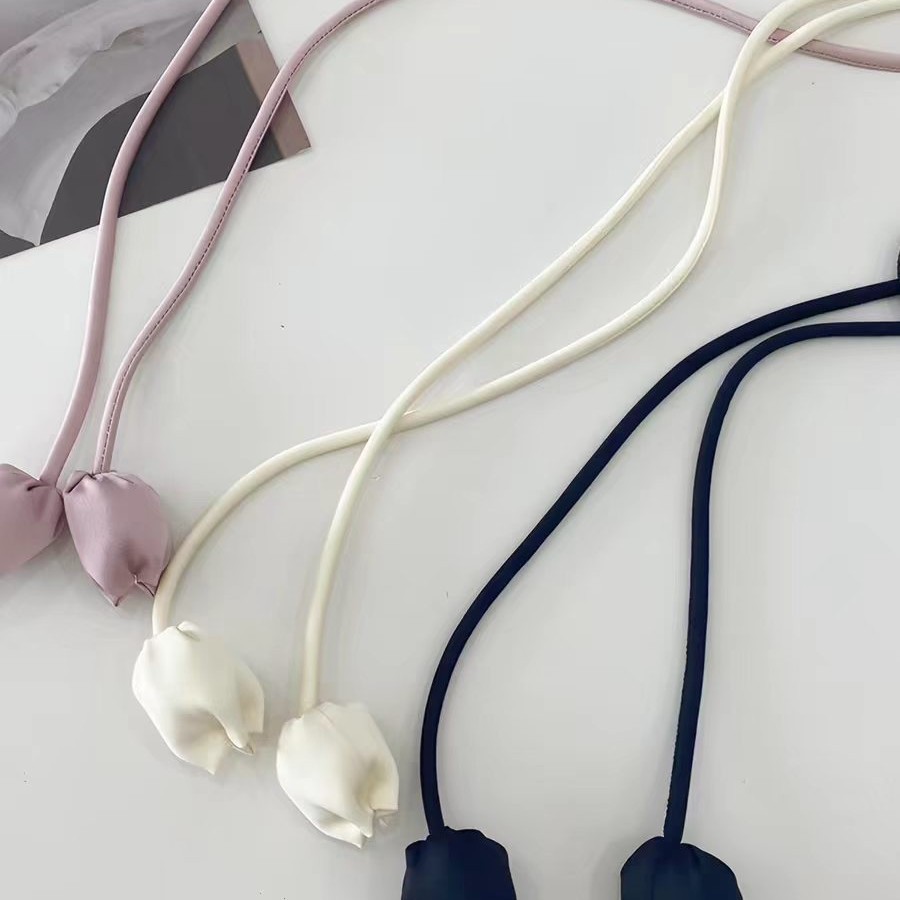 韩版纯色郁金香花苞腰带连衣裙百搭腰绳 diy外套收腰腰链服装配饰