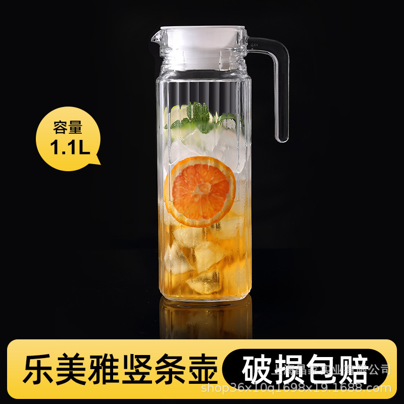 Lemeya vidrio resistente al calor hervidor de agua fría agua manzana verde engrosado jar de jugo tetera flor logotipo al por mayor