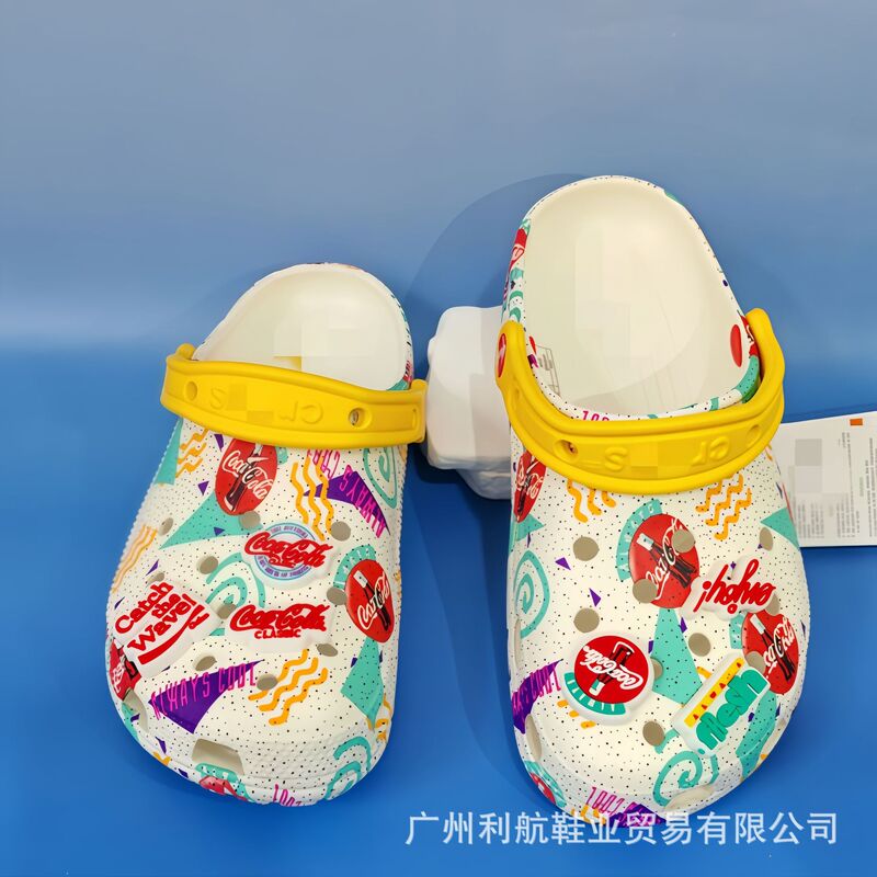 Cross New Model Transfer-Printed Cola Hole Shoes Outdoor Parent-Child Men's Casual Fashion Sandals Wholesale
