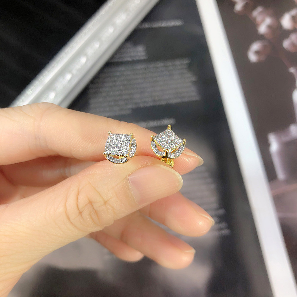 Fashion Square Copper Plating Inlay Zircon Ear Studs 1 Pair