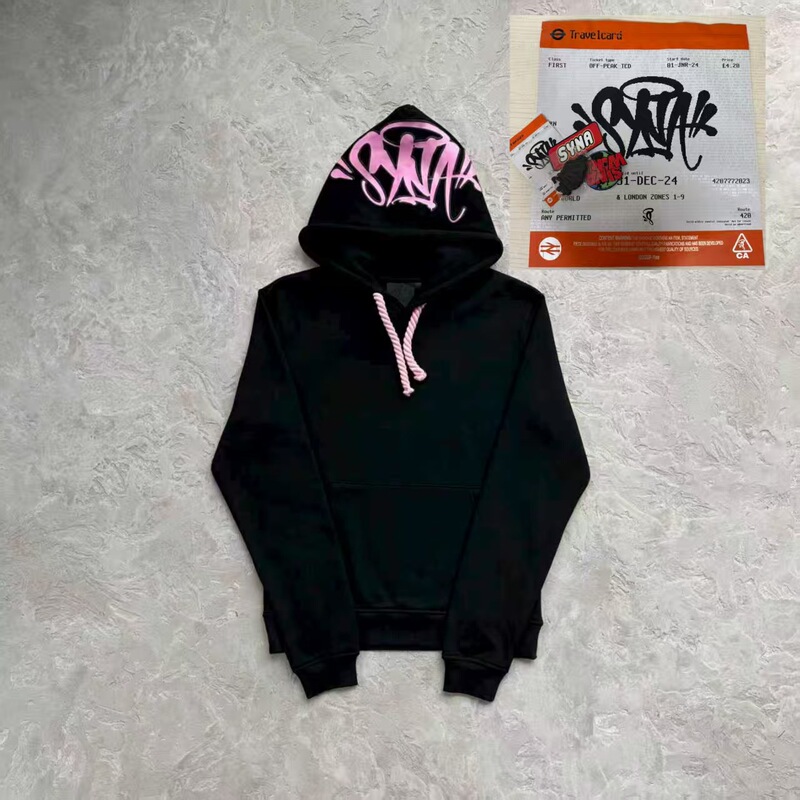 synaword fashion brand high quality fashion new fleece-lined hooded printed sweater suit synaworld