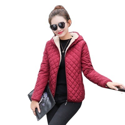Bestselling 2025 Autumn/Winter Korean Style Hooded Quilted Thicken Cashmere Cotton Coat for Women, Warm Outerwear