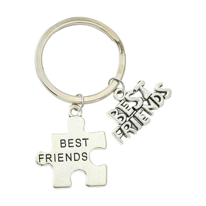 Cross-Border New Style Keychain Pendant with the Words "Best Friend" Engraved, Irregular Puzzle Design, Friendship Gift Cross-Border New Style Keychain Pendant with the Words "Best Friend" Engraved, Irregular Puzzle Design, Friendship Gift