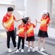 中国队2023夏季短袖T恤POLO衫长裤男女情侣运动套装时尚休闲跑步