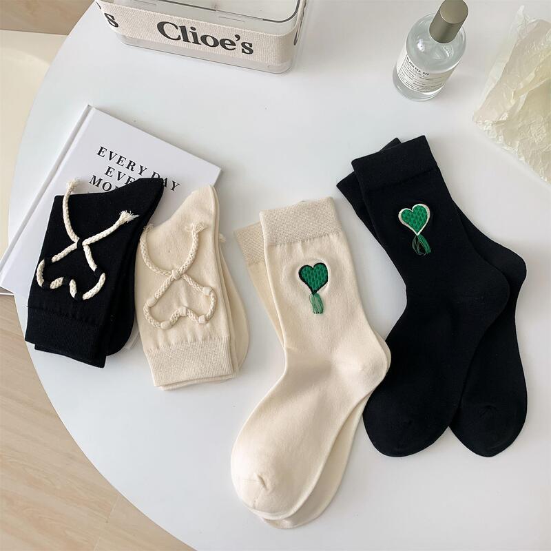 Personalized seamless socks women's simple tassel lace-up love women's mid-calf socks boneless ins trendy workwear socks Personalized seamless socks women's simple tassel lace-up love women's mid-calf socks boneless ins trendy workwear socks