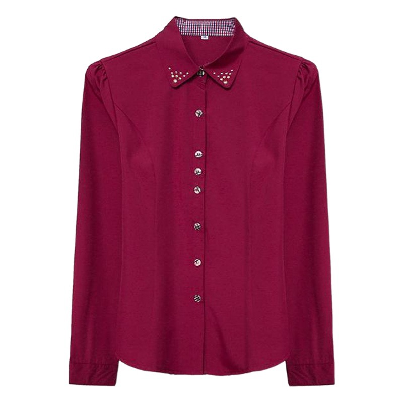 Primavera y otoño nueva camisa blanca de las mujeres de manga larga de estilo coreano a juego de colores a cuadros profesionales formales desgaste trajes negros de mujer