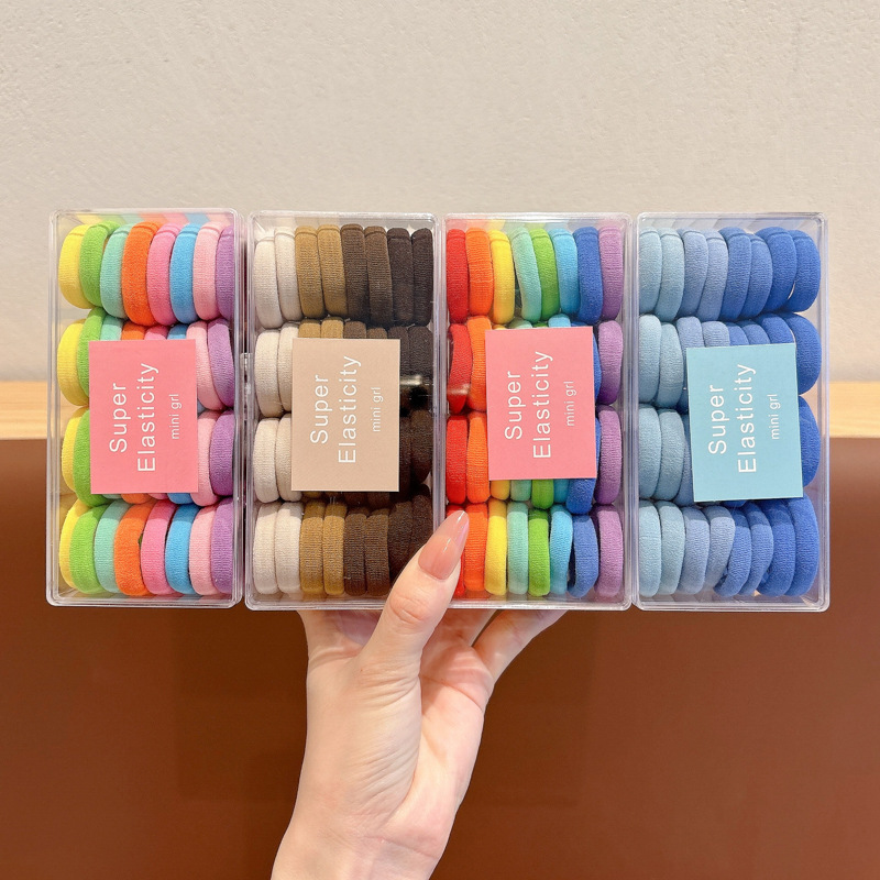 2025 nuevo anillo de cabello para niños de color sólido grueso toalla gruesa cuerda de cabello no es fácil de romper elástica cola de caballo tocado de banda de goma